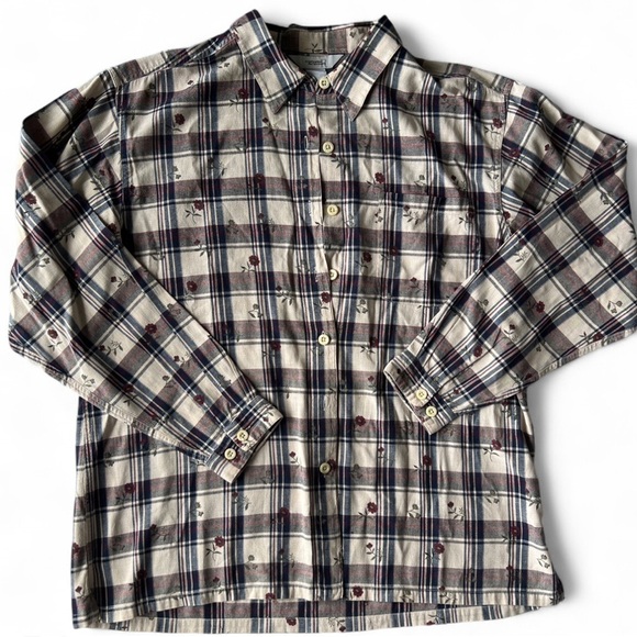 Northern Reflections Womens Cabin Core Floral Plaid Button Up Shirt Country M - Picture 1 of 10